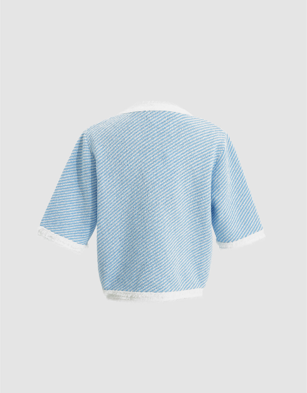 Raw Hem Crew Neck Knitted Cardigan - Image 6