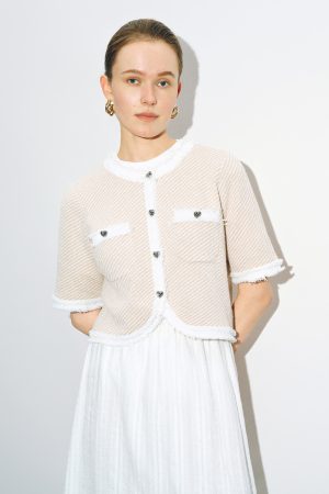 Raw Edge Cropped Knitted Cardigans