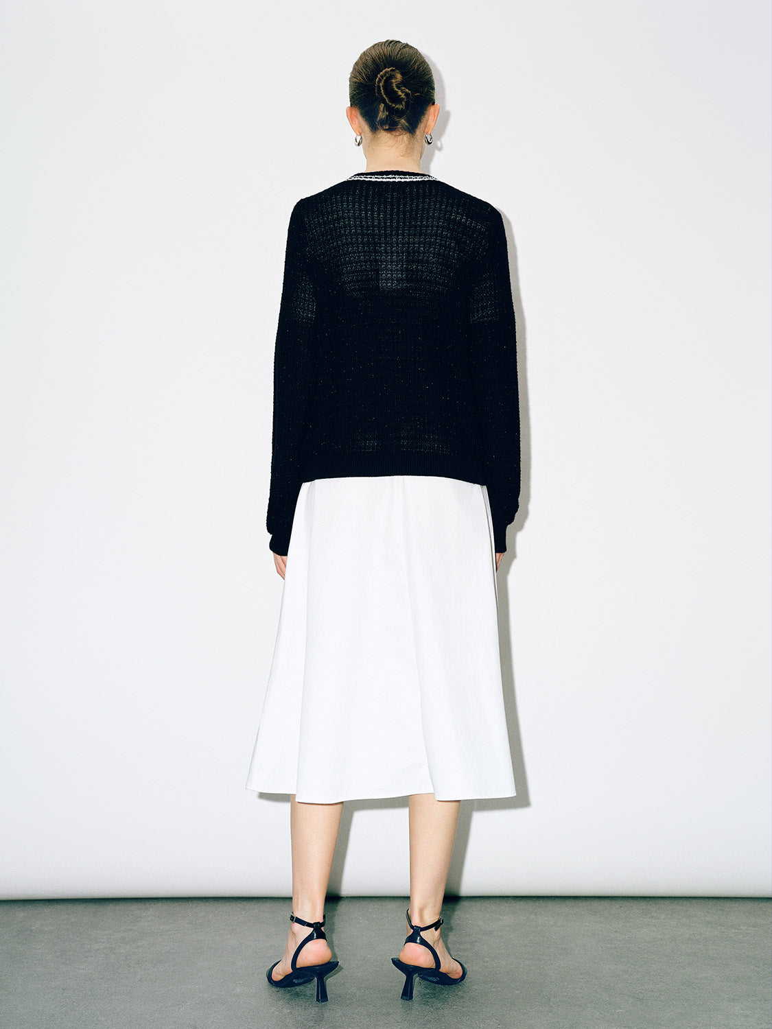 Tweed Crew Neck Knitted Cardigan - Image 22