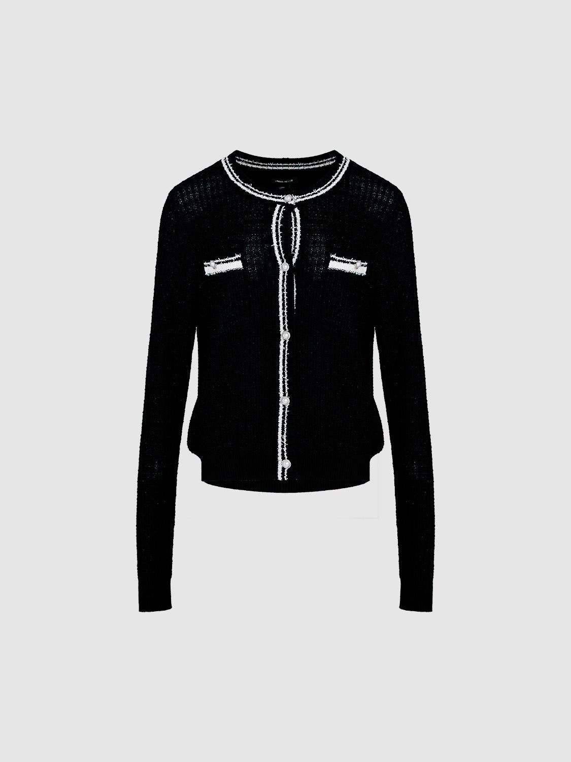 Tweed Crew Neck Knitted Cardigan - Image 25