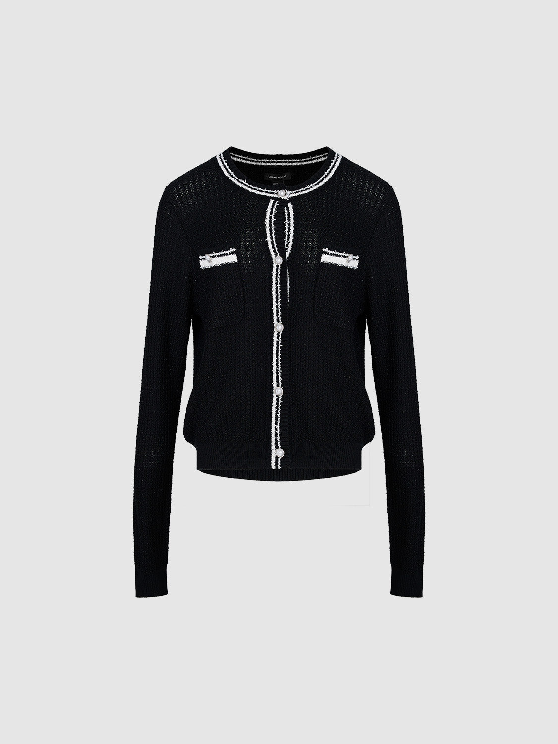 Tweed Crew Neck Knitted Cardigan - Image 39