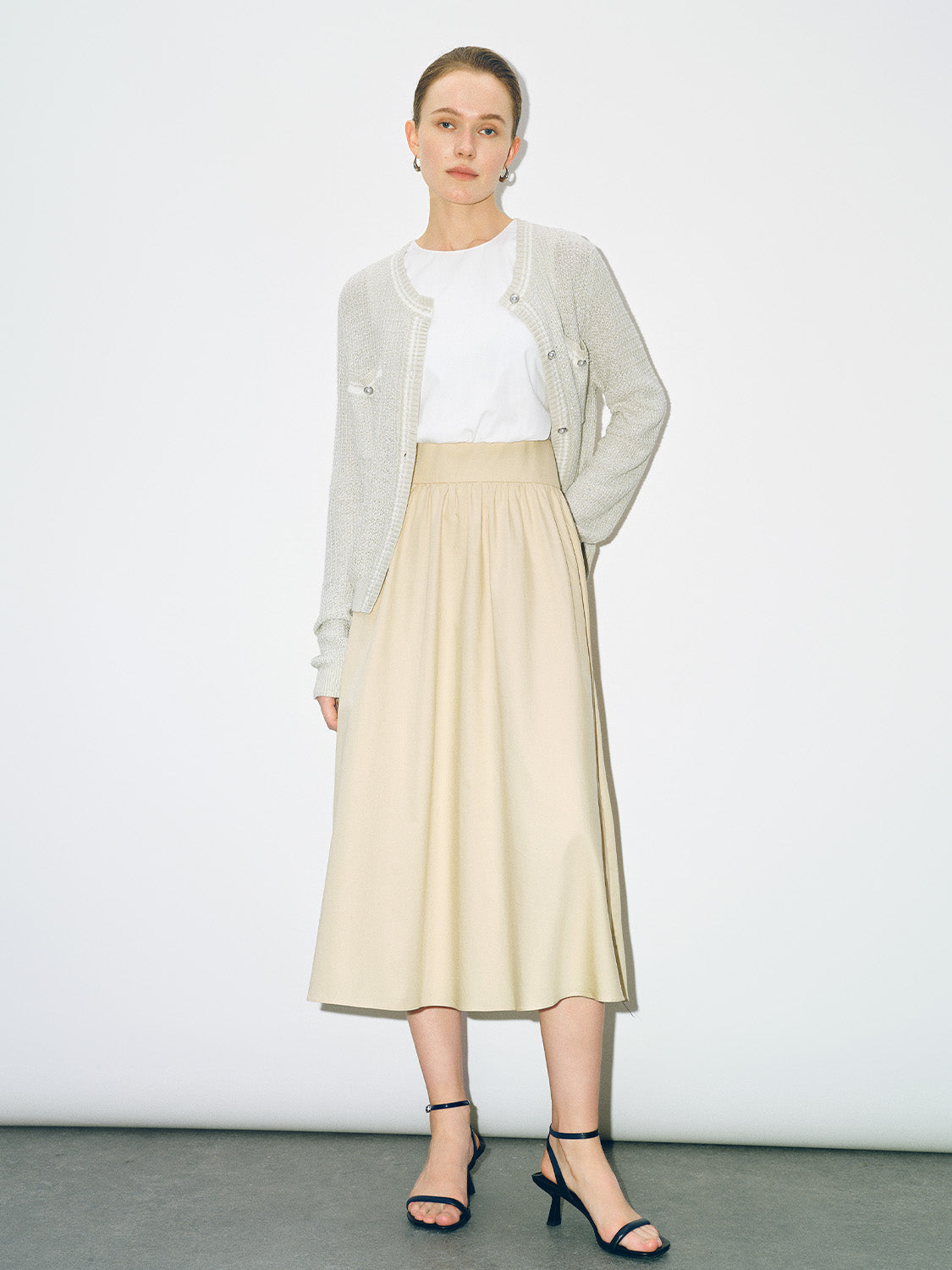 Tweed Crew Neck Knitted Cardigan - Image 29