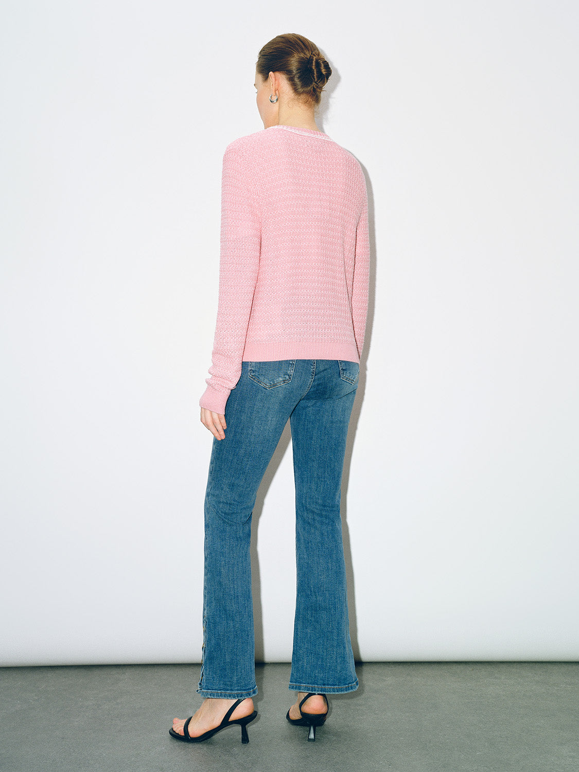 Tweed Crew Neck Knitted Cardigan - Image 6