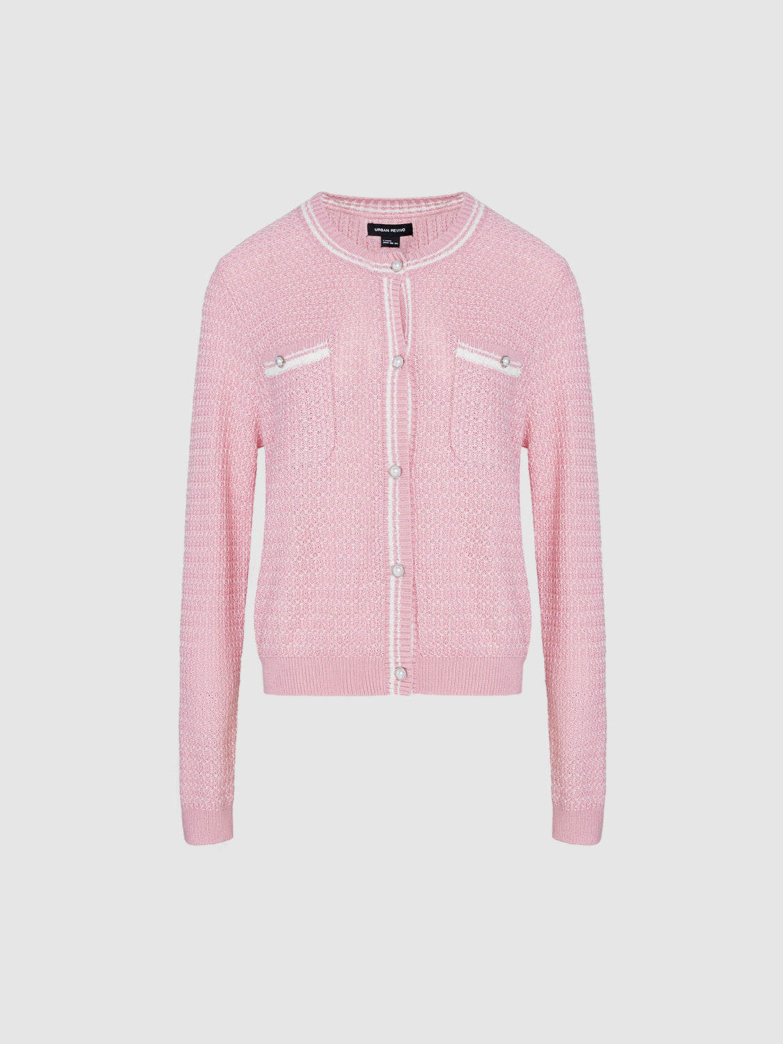 Tweed Crew Neck Knitted Cardigan - Image 7