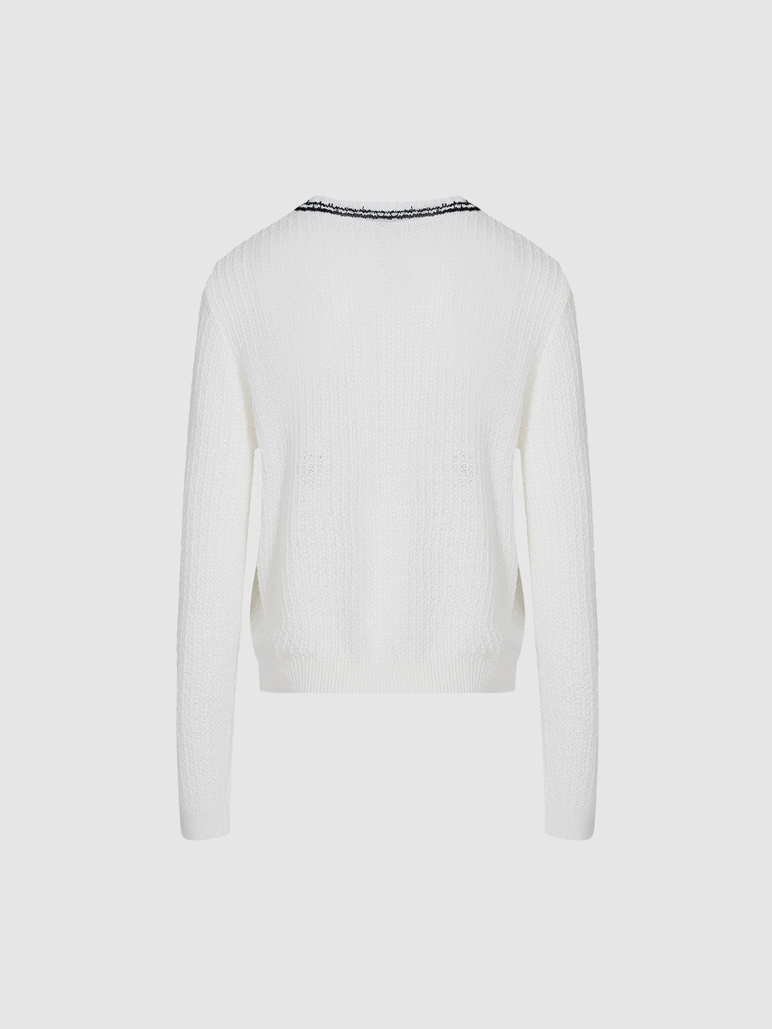 Tweed Crew Neck Knitted Cardigan - Image 10