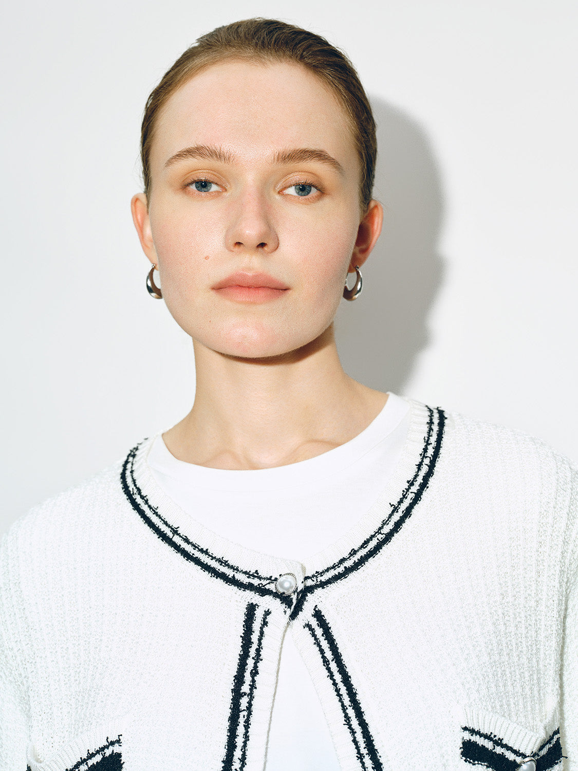 Tweed Crew Neck Knitted Cardigan - Image 13