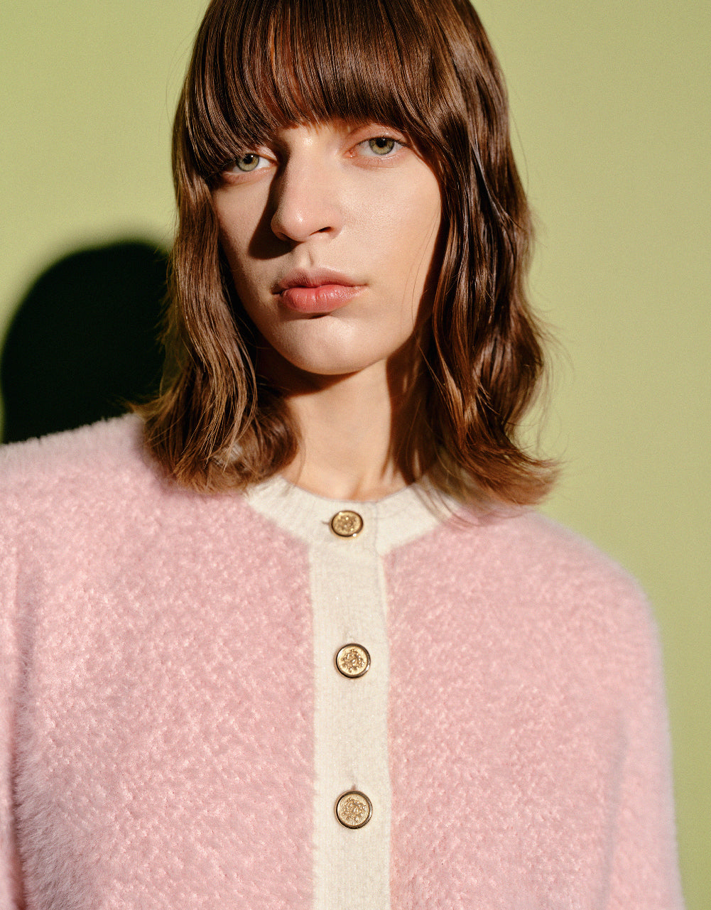 Furry Crew Neck Knitted Cardigan - Image 4