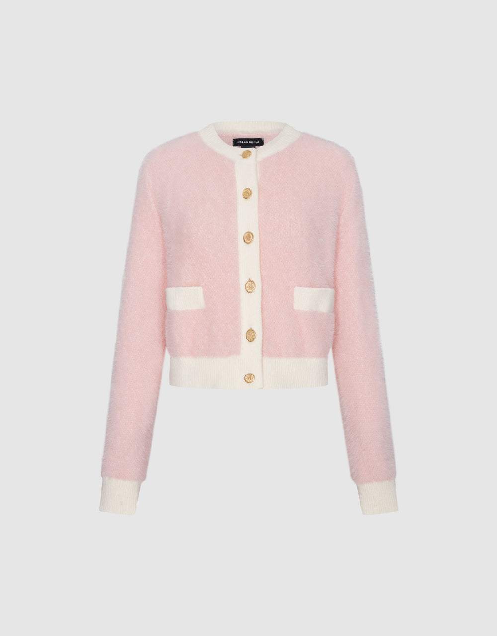 Furry Crew Neck Knitted Cardigan - Image 5