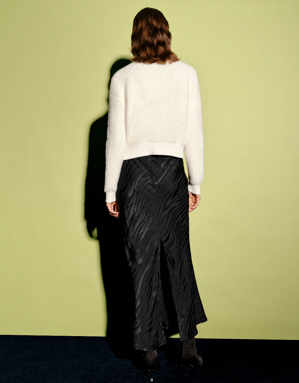 Furry Crew Neck Knitted Cardigan - Image 11