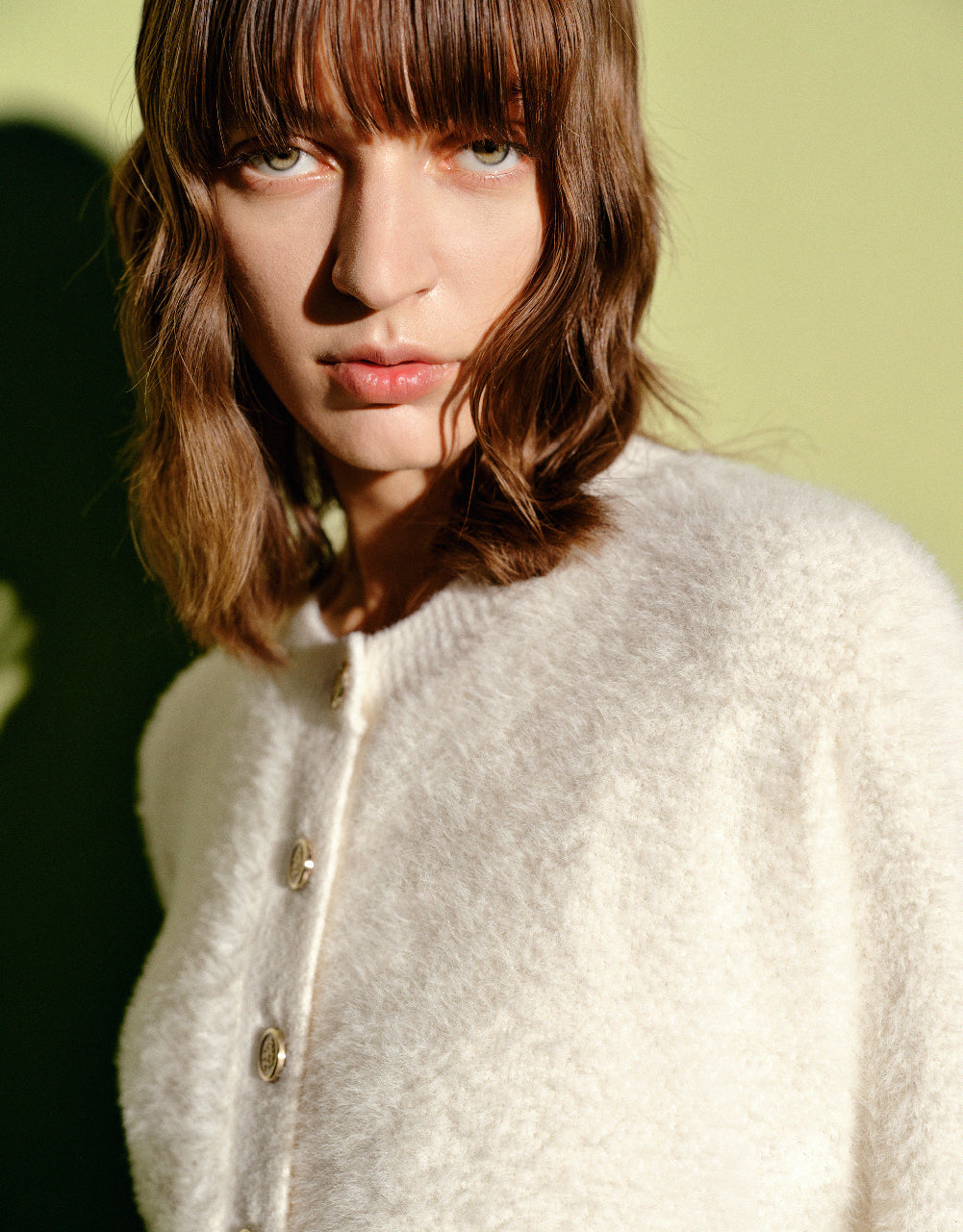 Furry Crew Neck Knitted Cardigan - Image 12