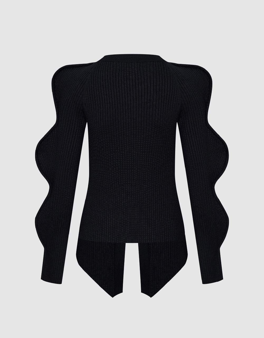 Wave Sleeve V-Neck Knitted Cardigan - Image 10