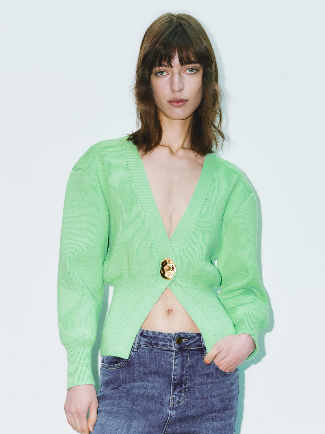 V-Neck Knitted Cardigan - Image 49