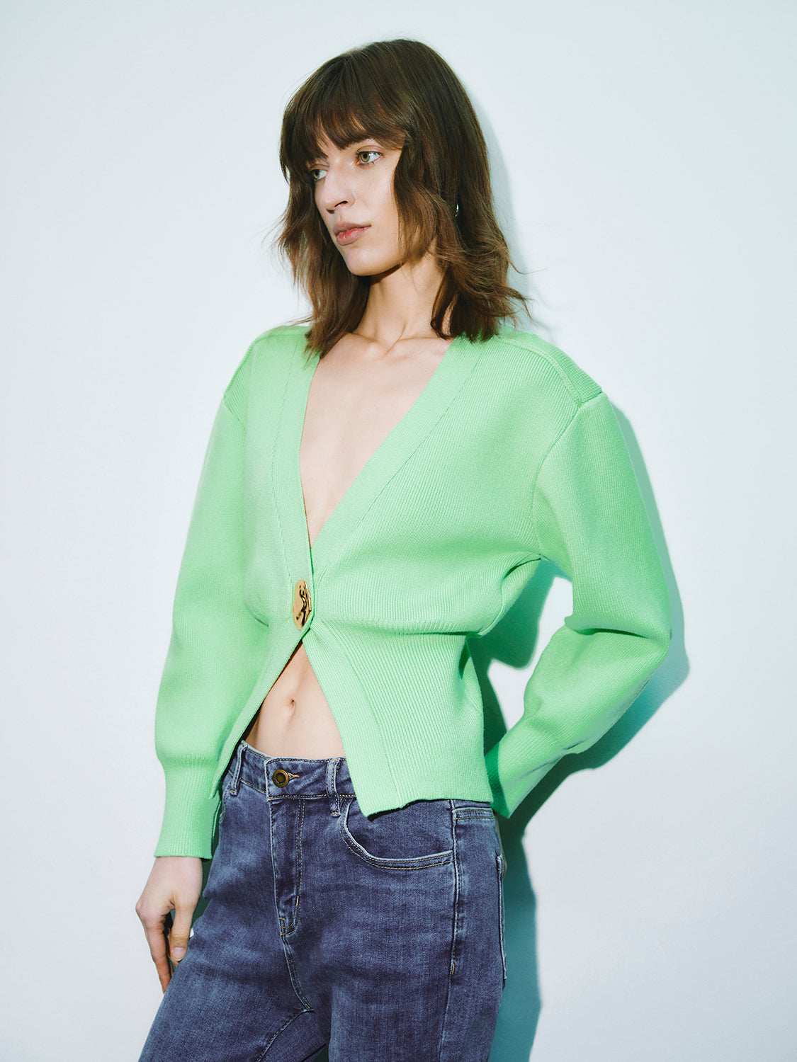 V-Neck Knitted Cardigan - Image 50