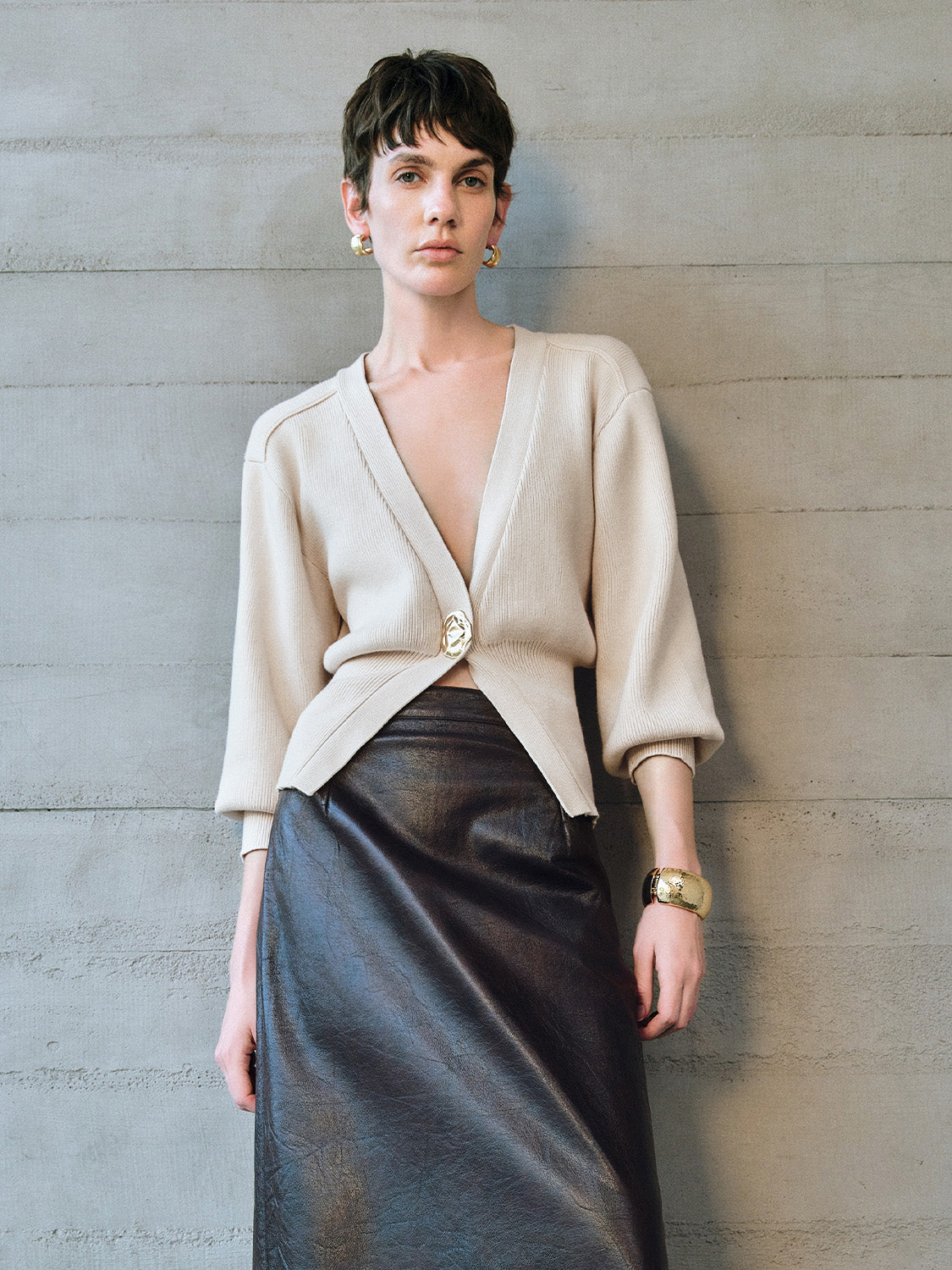 V-Neck Knitted Cardigan - Image 34