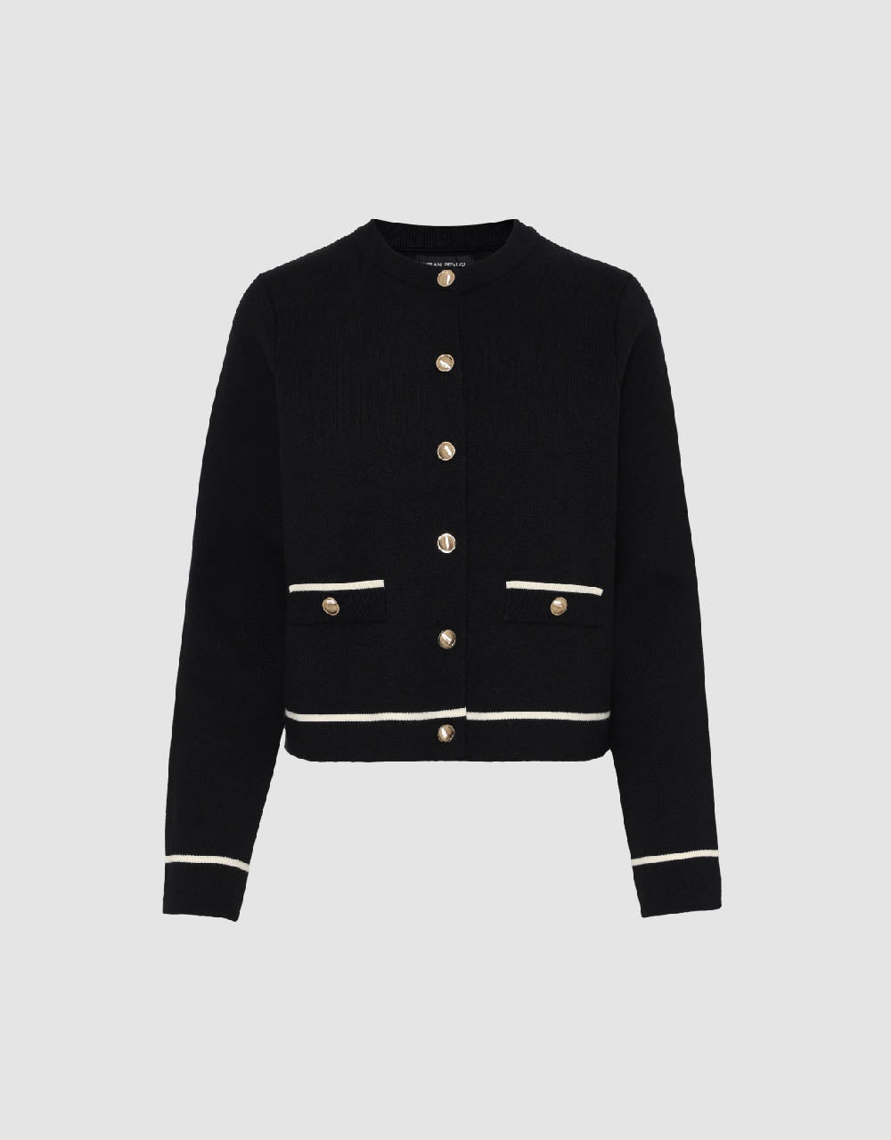 Crew Neck Knitted Cardigan With Fake Pockets - Image 10