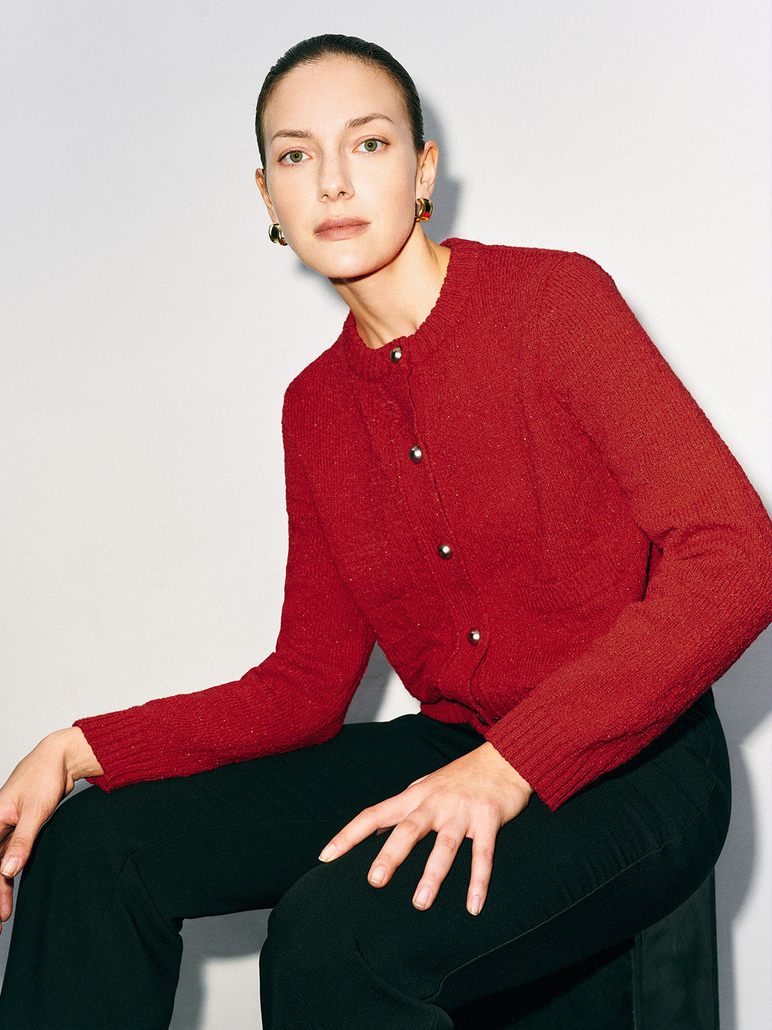 Collared Neck Knitted Cardigans - Image 7