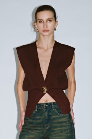 Sleeveless Knitted V-Neck Cardigans