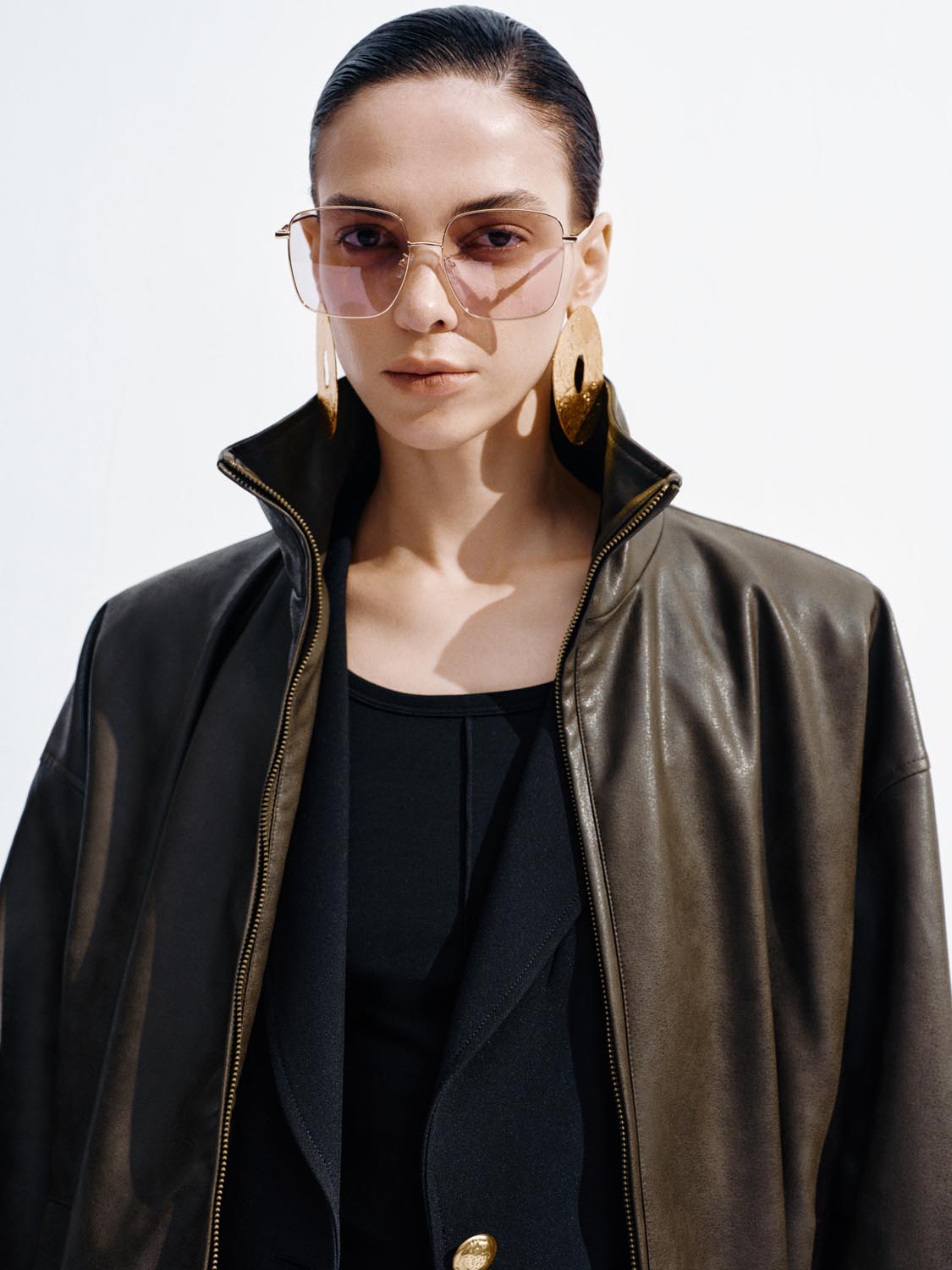 Faux Leather Stand Collar Jackets - Image 3