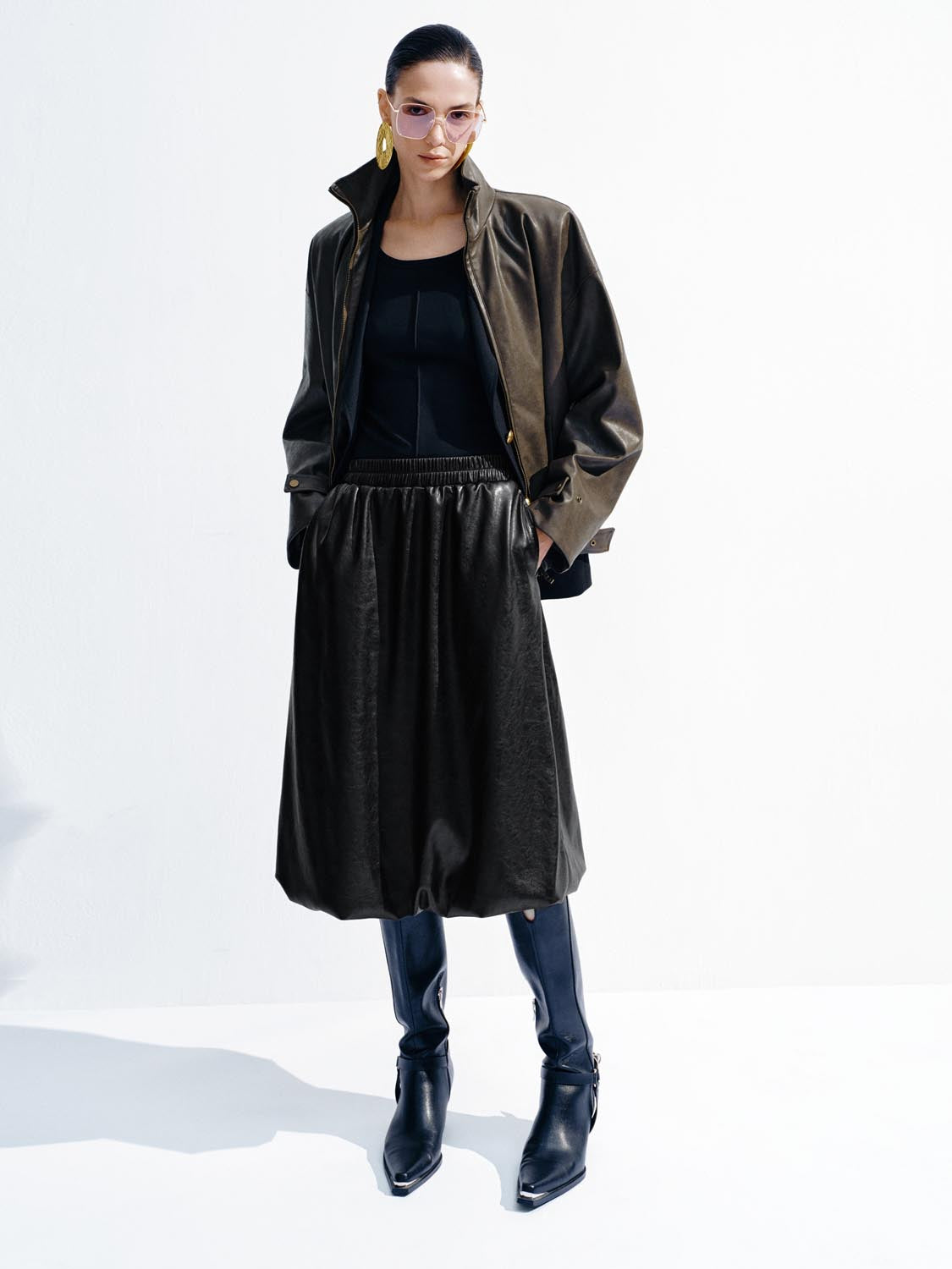 Faux Leather Stand Collar Jackets - Image 4