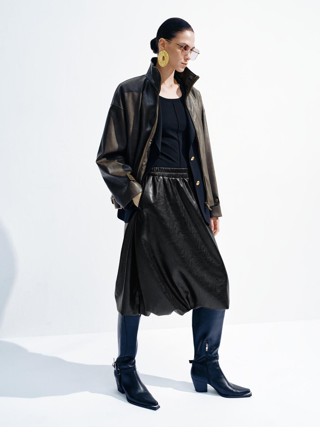 Faux Leather Stand Collar Jackets - Image 5