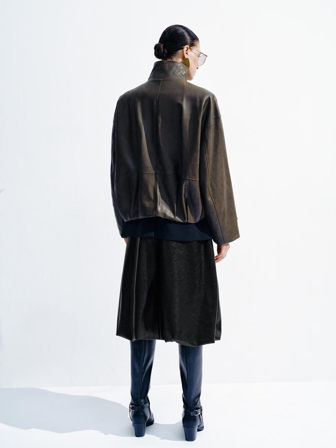 Faux Leather Stand Collar Jackets - Image 6