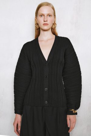 Dolman Sleeve V-Neck Knitted Cardigan