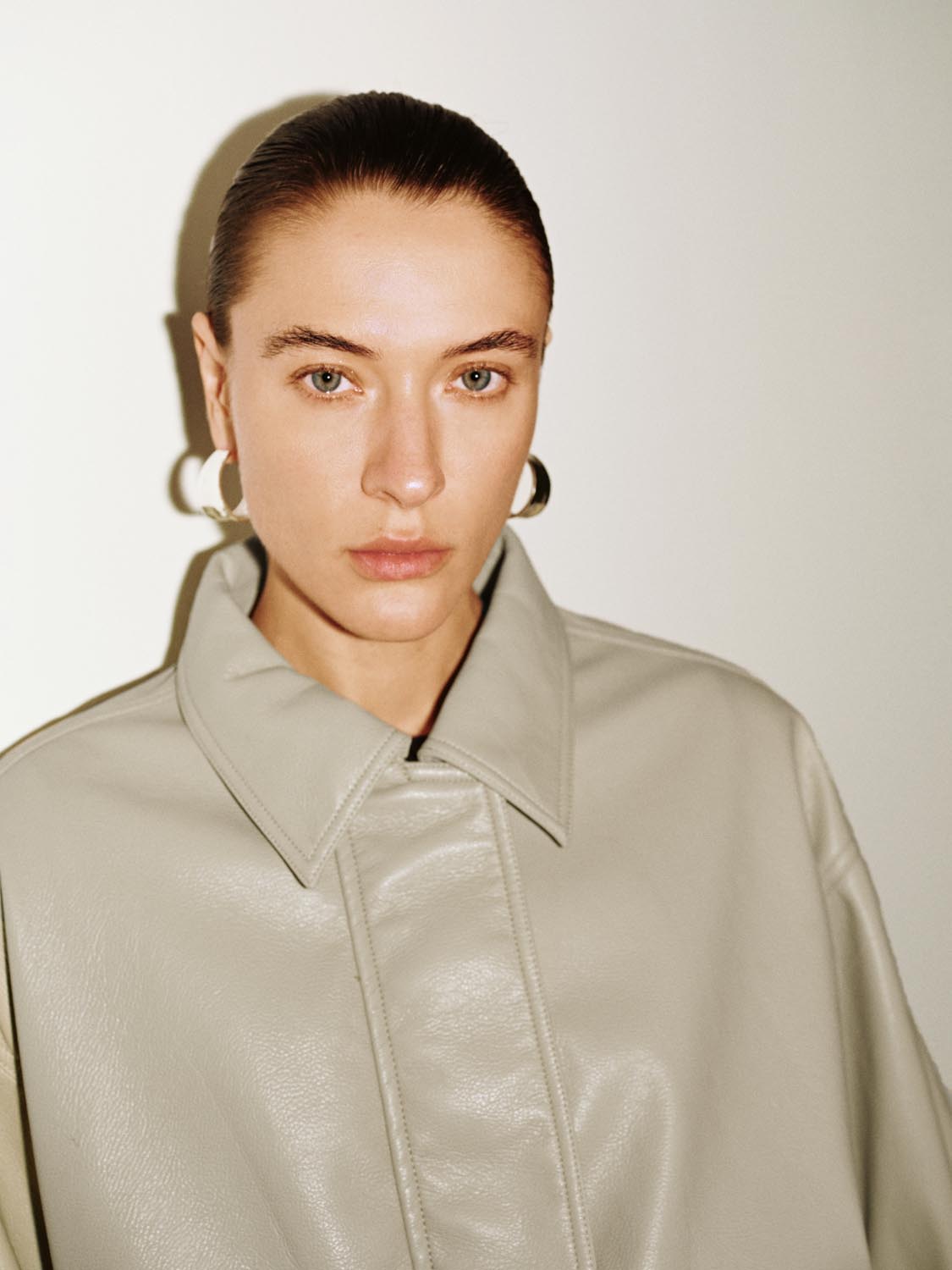 Faux Leather Concealed Button Bomber Jackets - Image 3