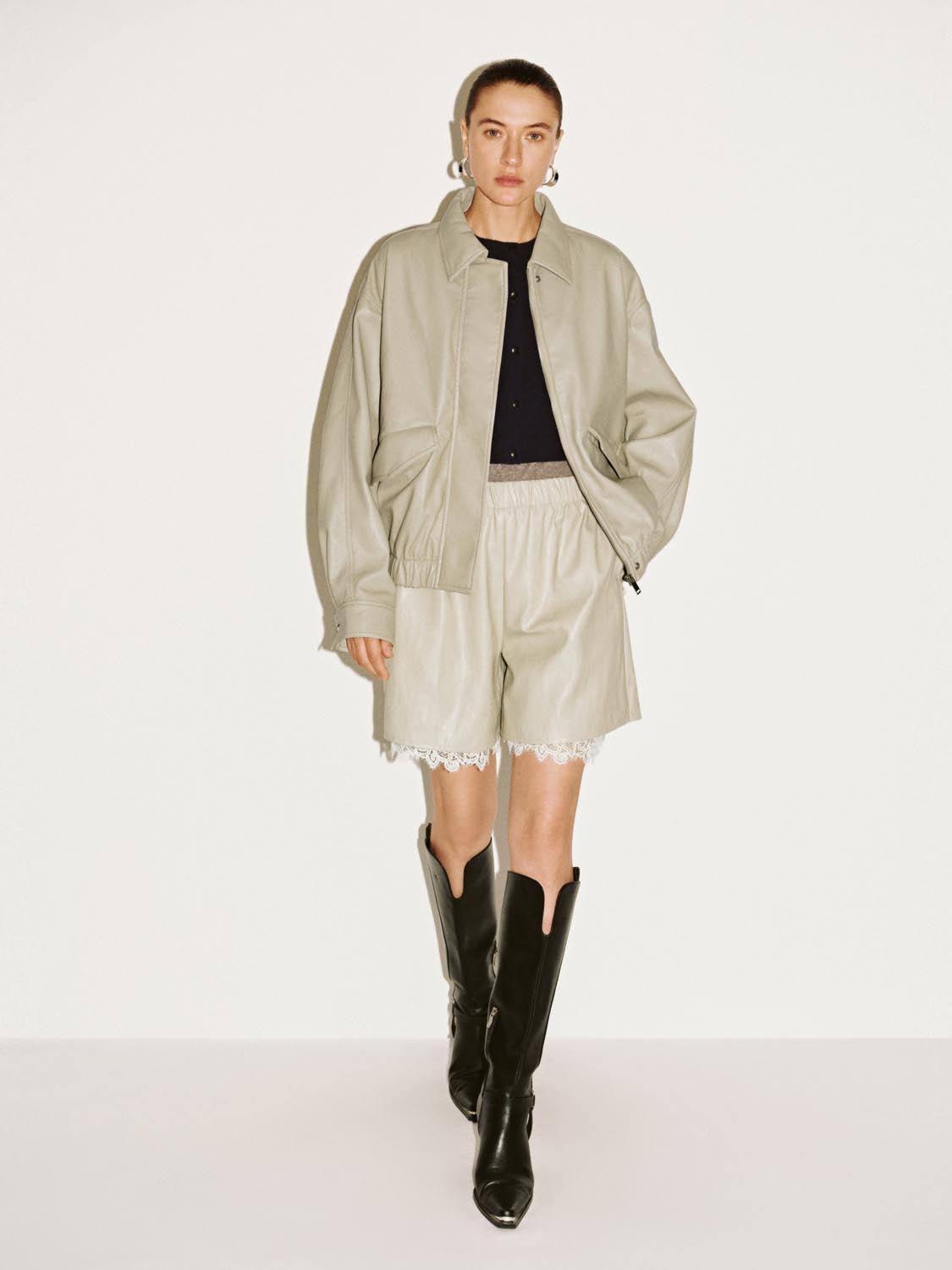 Faux Leather Concealed Button Bomber Jackets - Image 4