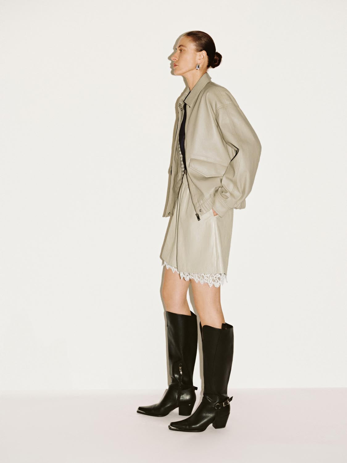 Faux Leather Concealed Button Bomber Jackets - Image 5