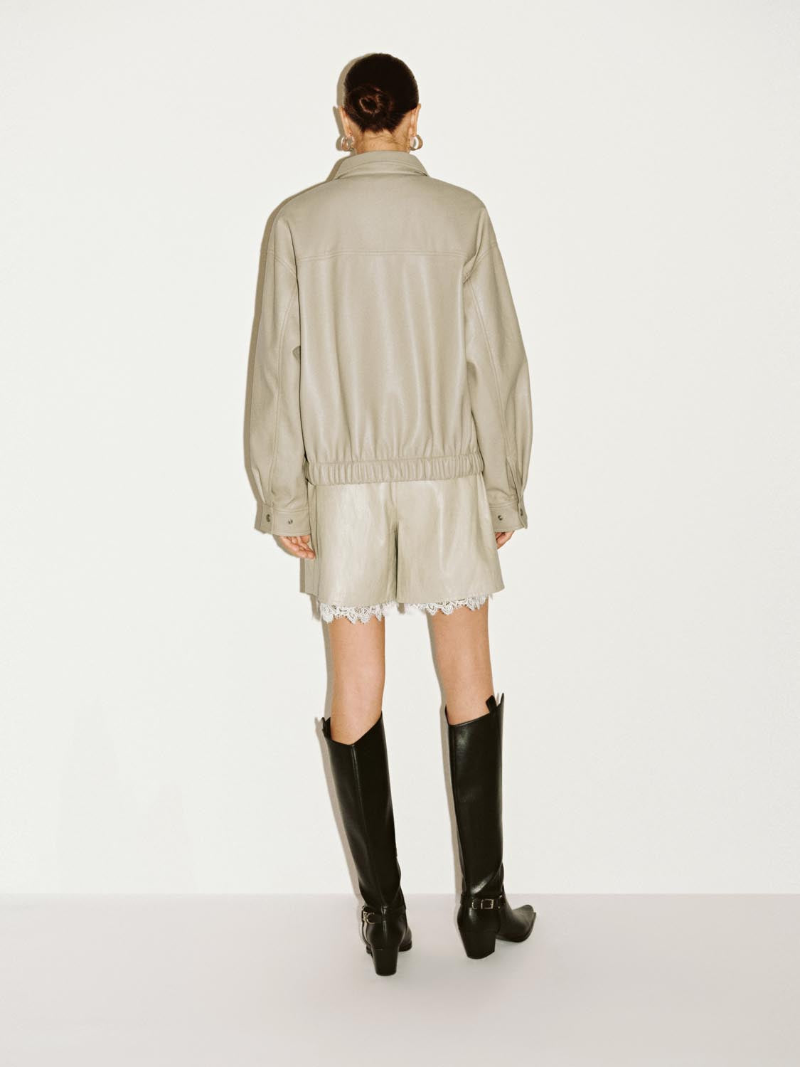 Faux Leather Concealed Button Bomber Jackets - Image 6