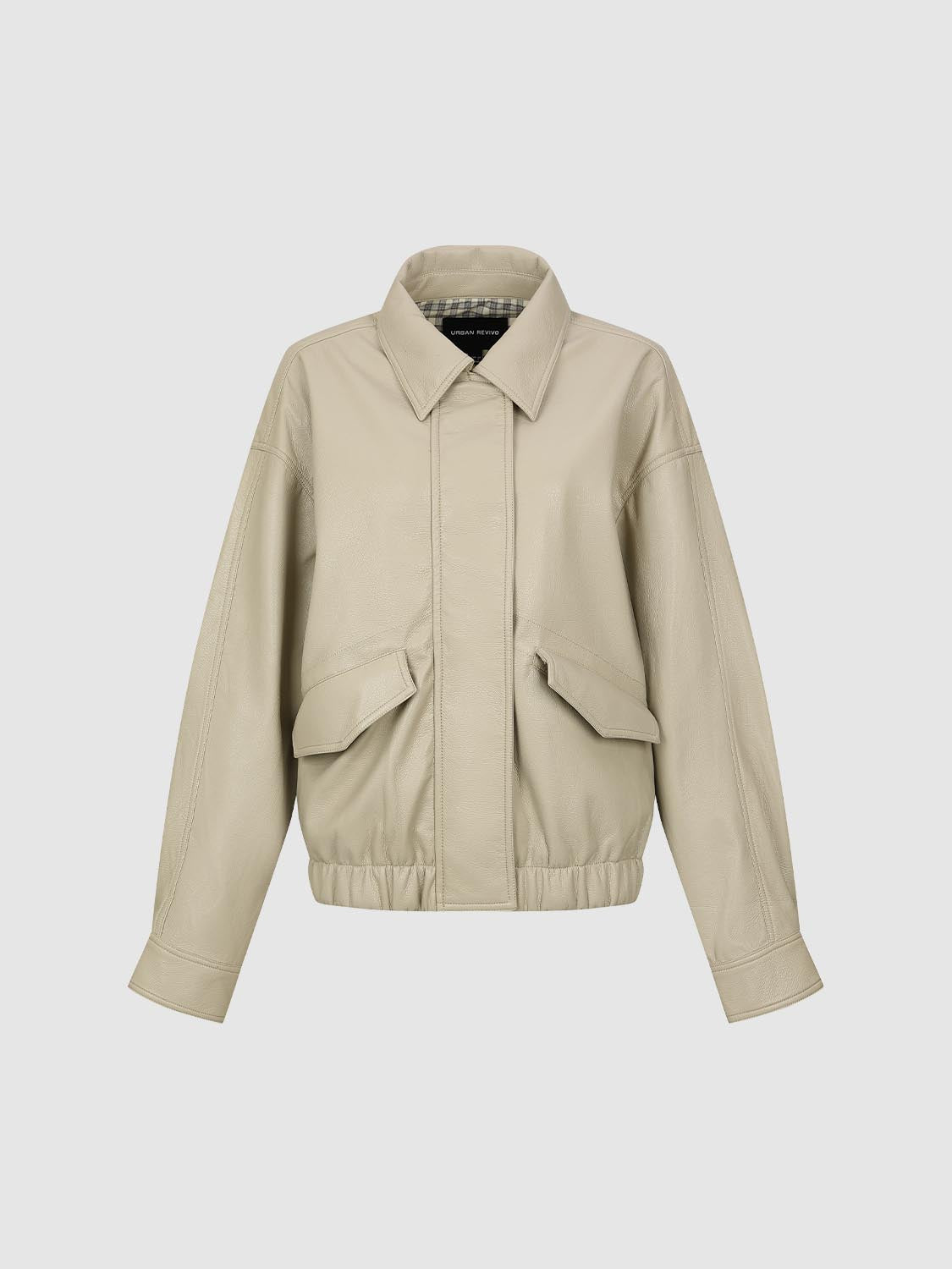 Faux Leather Concealed Button Bomber Jackets - Image 7