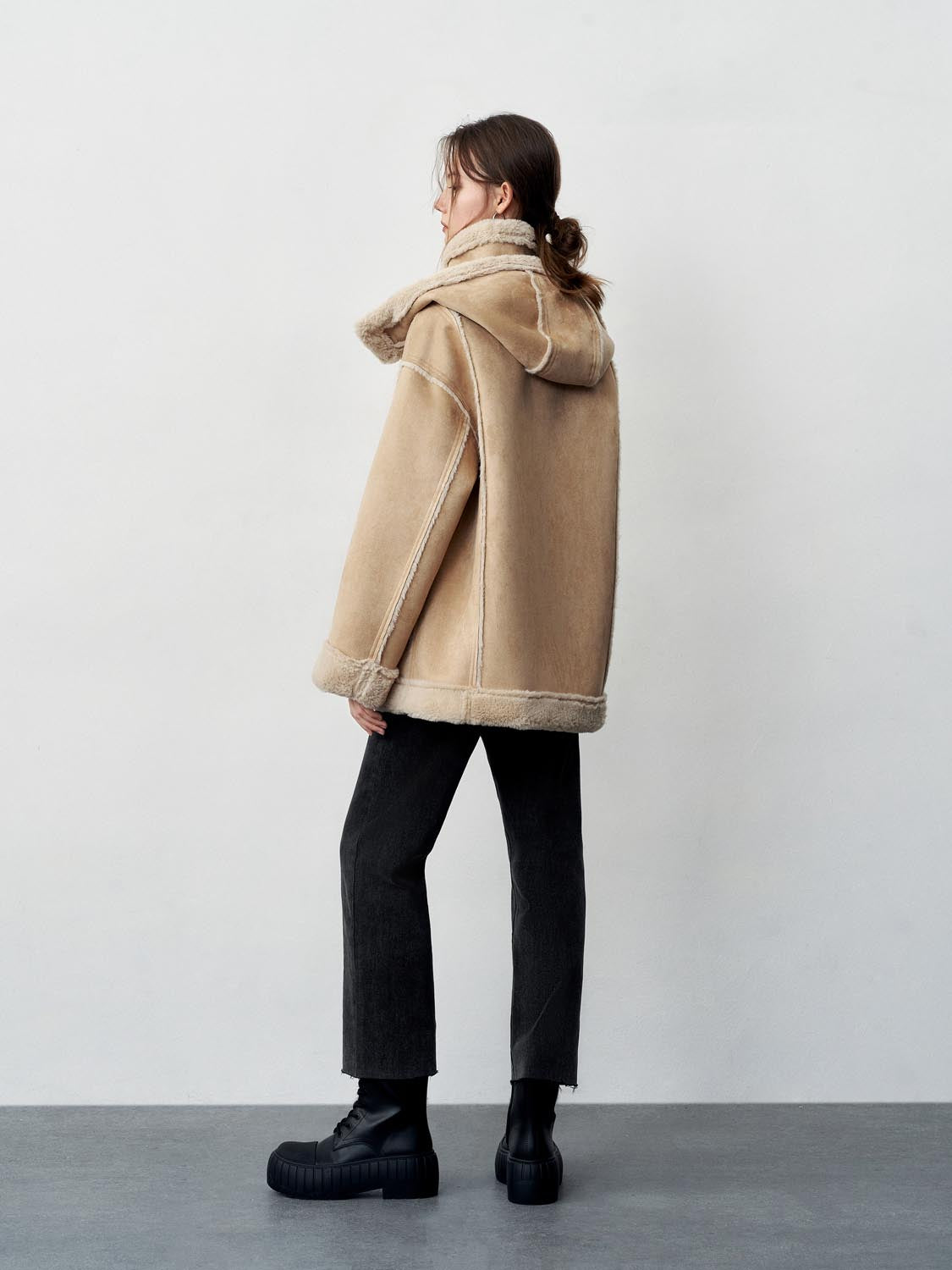 Faux Shearling High Neck Button Up Jackets - Image 6