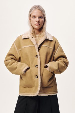 Faux Shearling Button Up Jackets