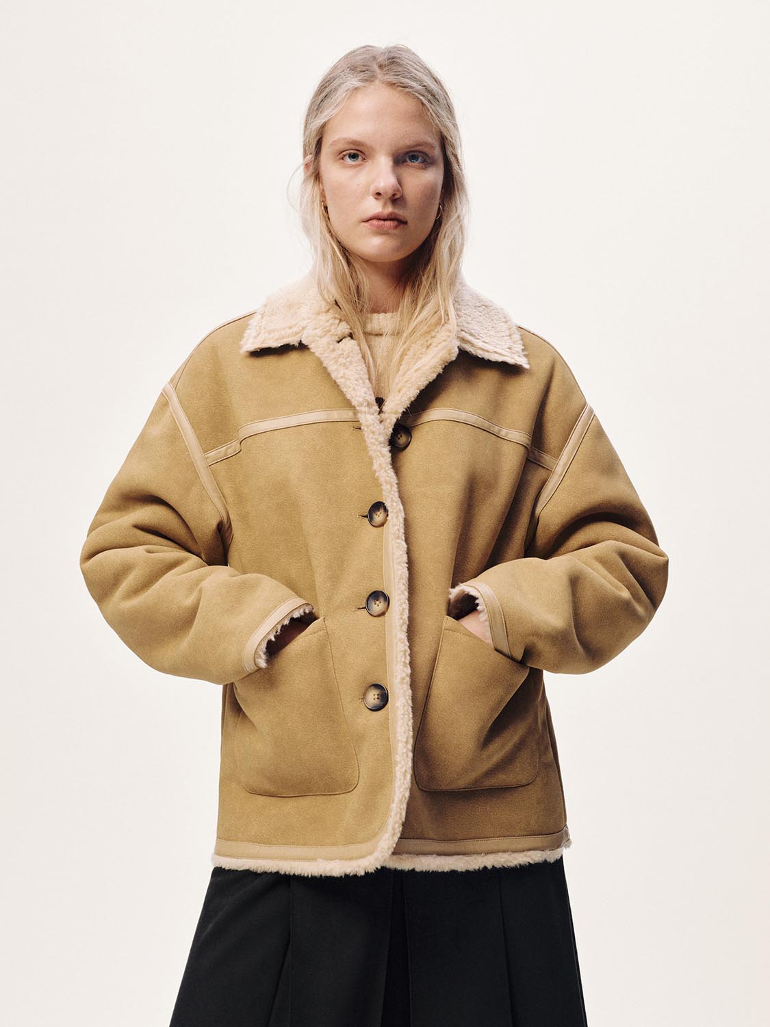 Faux Shearling Button Up Jackets