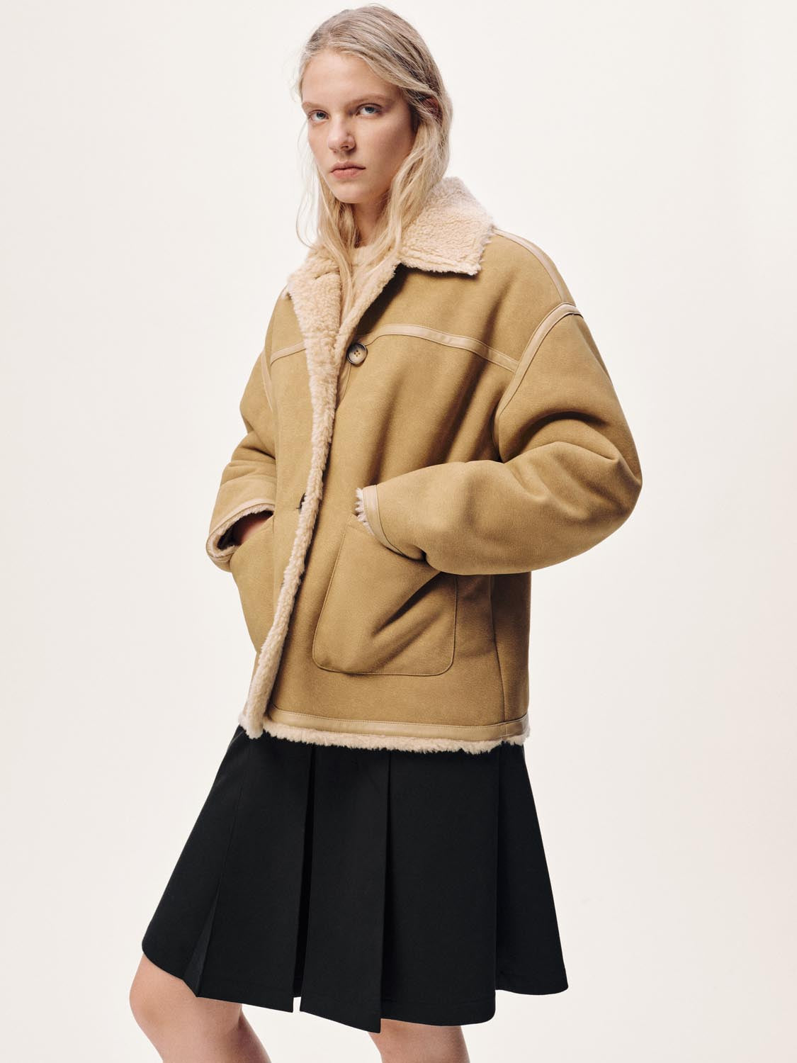 Faux Shearling Button Up Jackets - Image 2