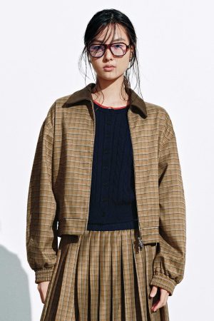 Collared Check Bomber Jackets