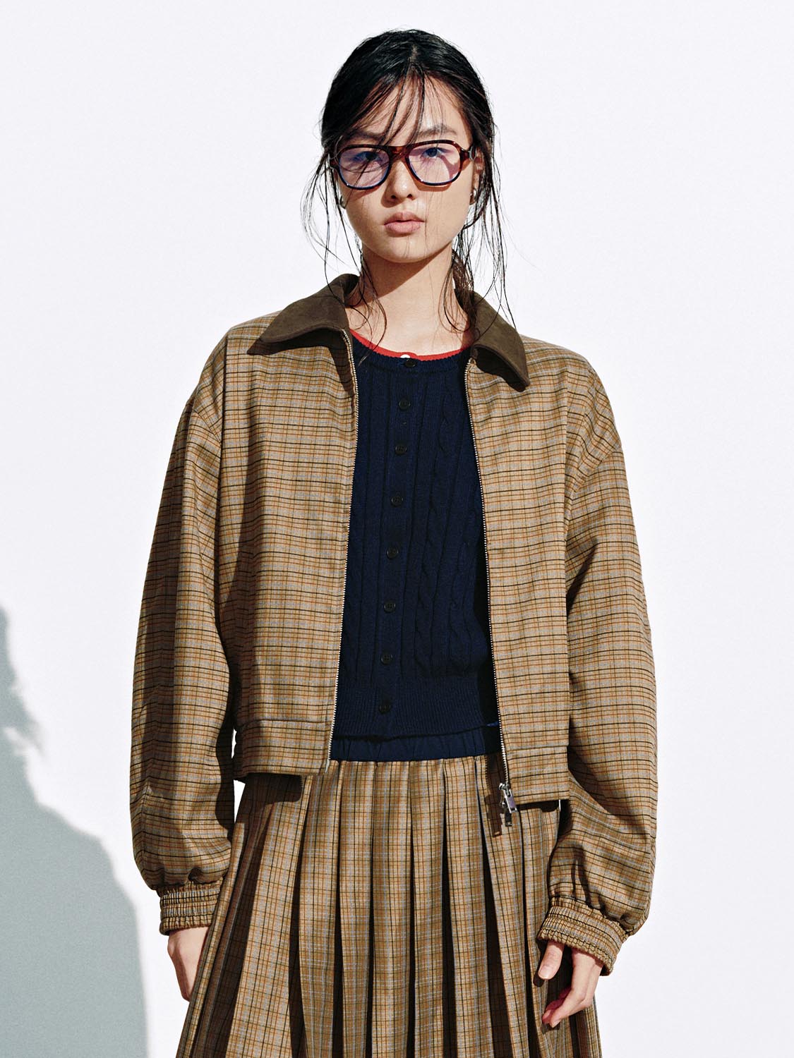 Collared Check Bomber Jackets