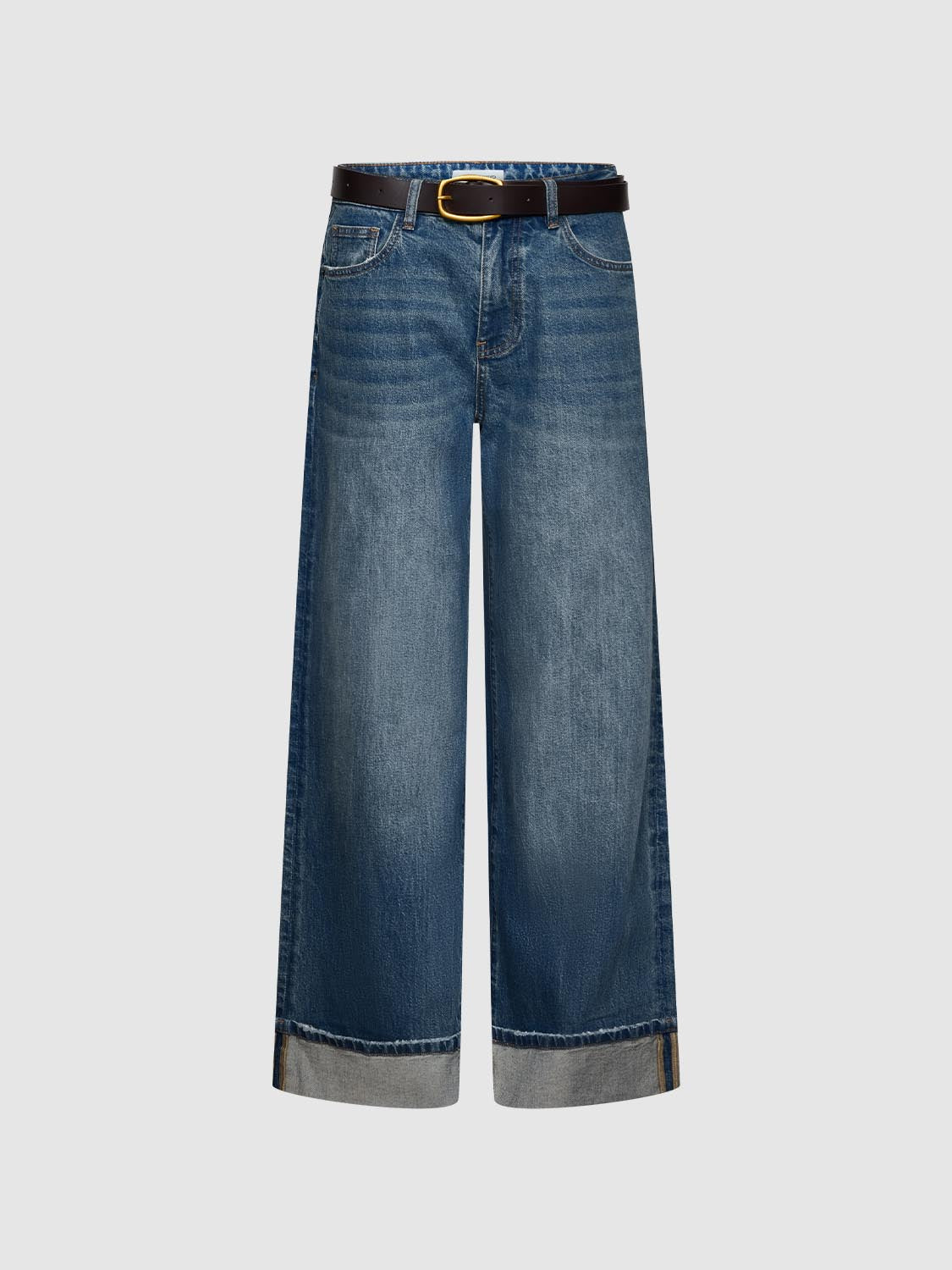 Belted Cuffed Wide Leg Jeans - Image 2