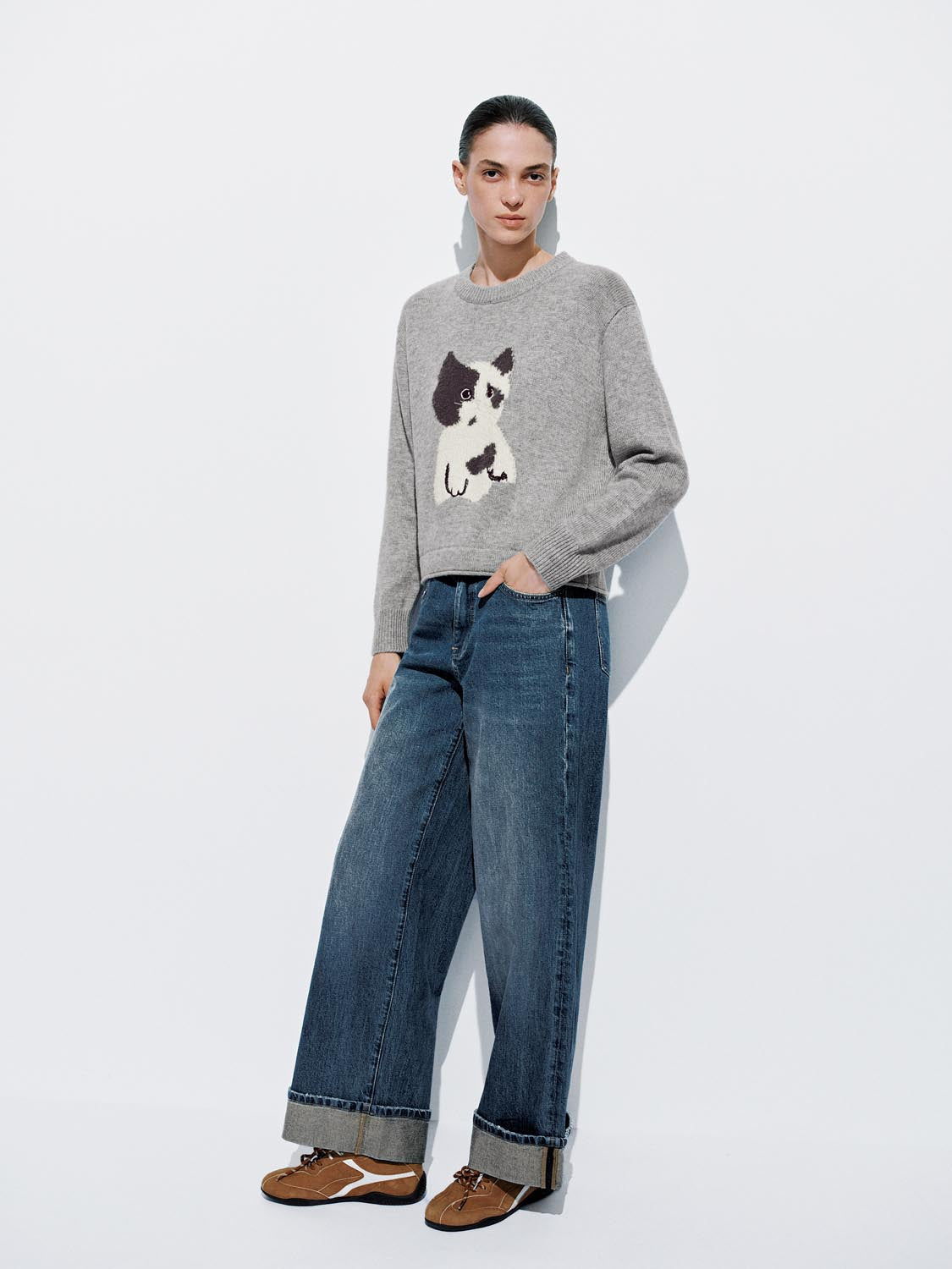 Belted Cuffed Wide Leg Jeans - Image 6