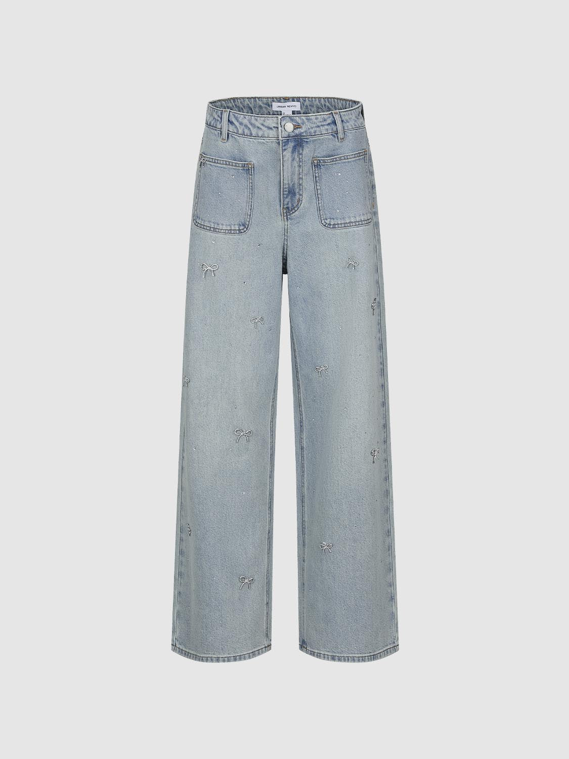 Bow Detail Wide Leg Jeans - Image 2