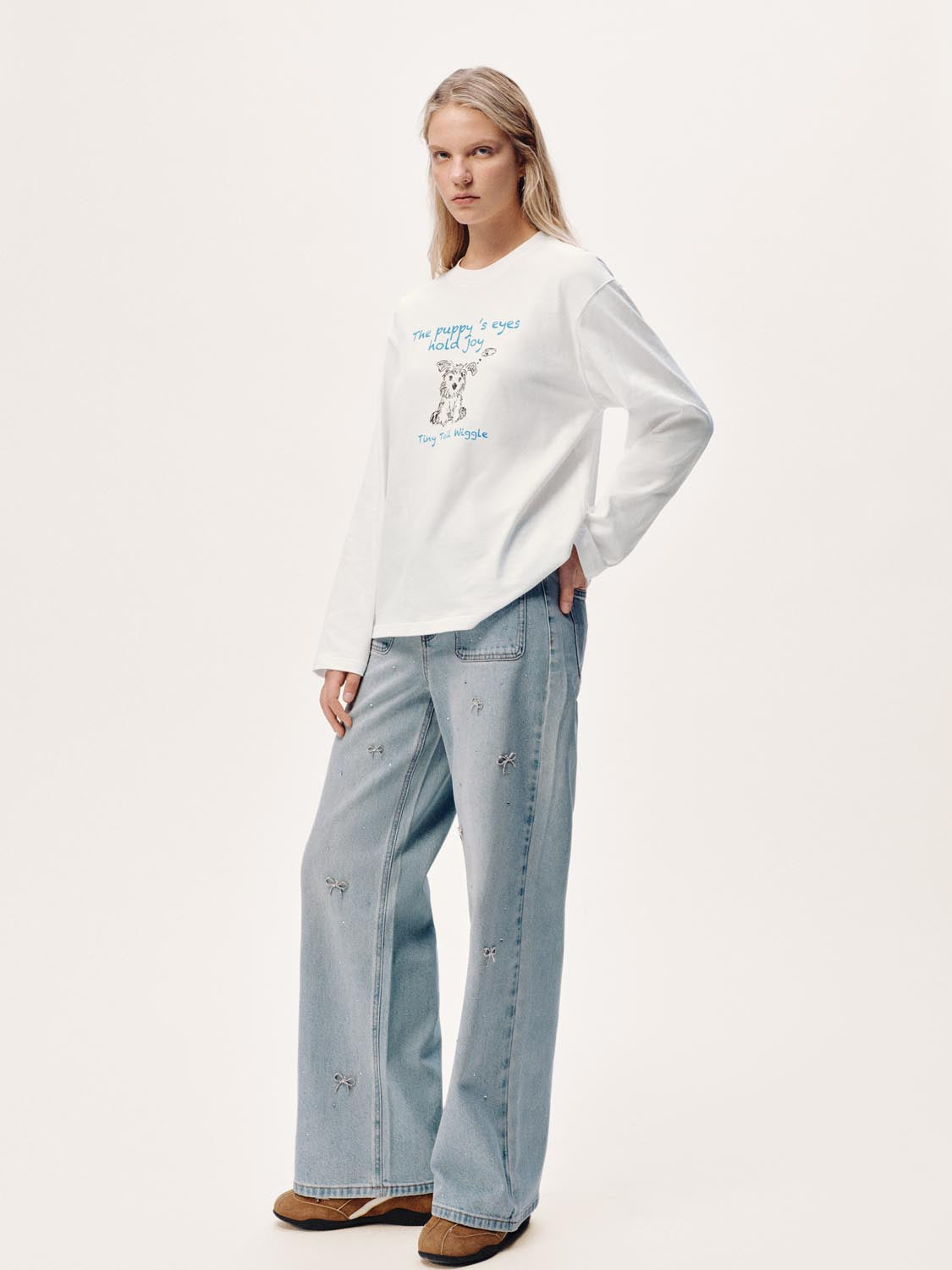 Bow Detail Wide Leg Jeans - Image 6