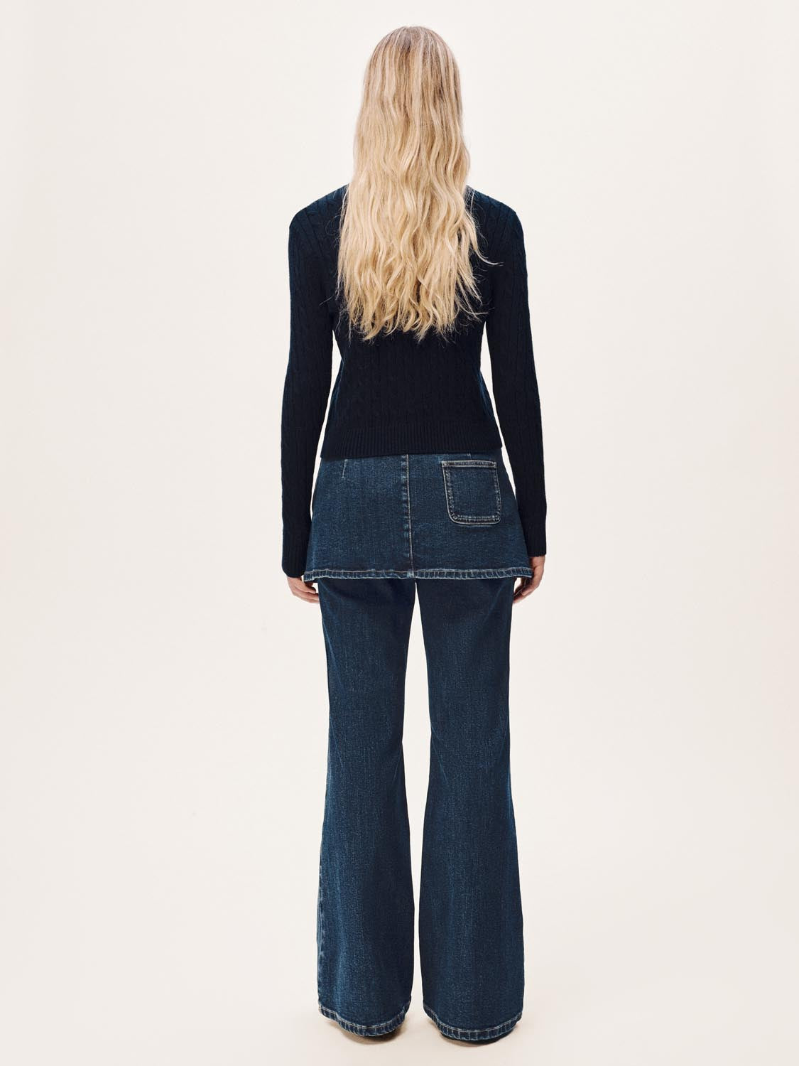 2 In 1 Skirt Overlay Flare Leg Jeans - Image 4