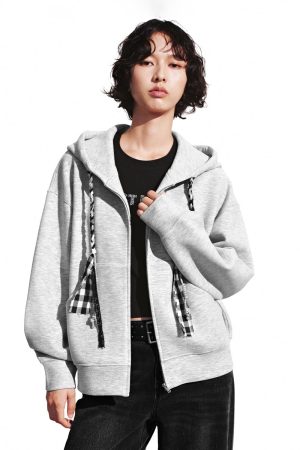 Drawstring Hooded Zip Up Jackets