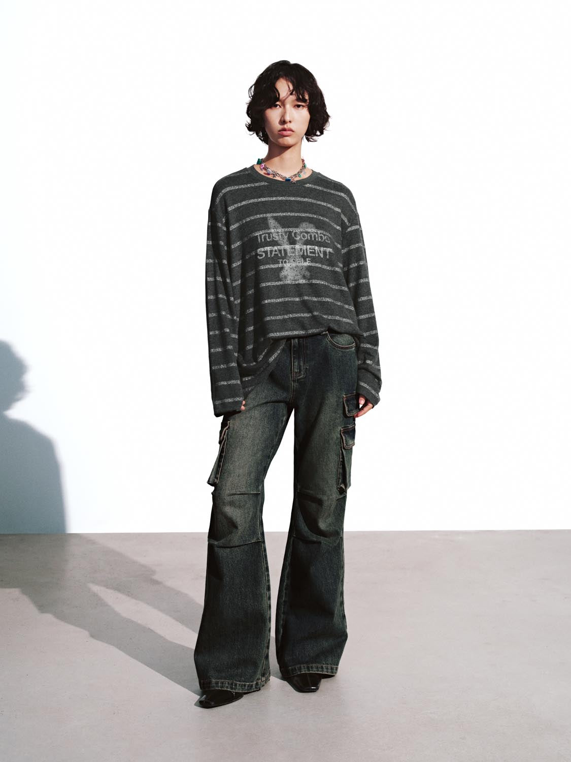 Flap Pocket Flare Leg Jeans - Image 4