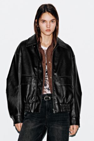 Flap Pockets Collared Bomber Jackets