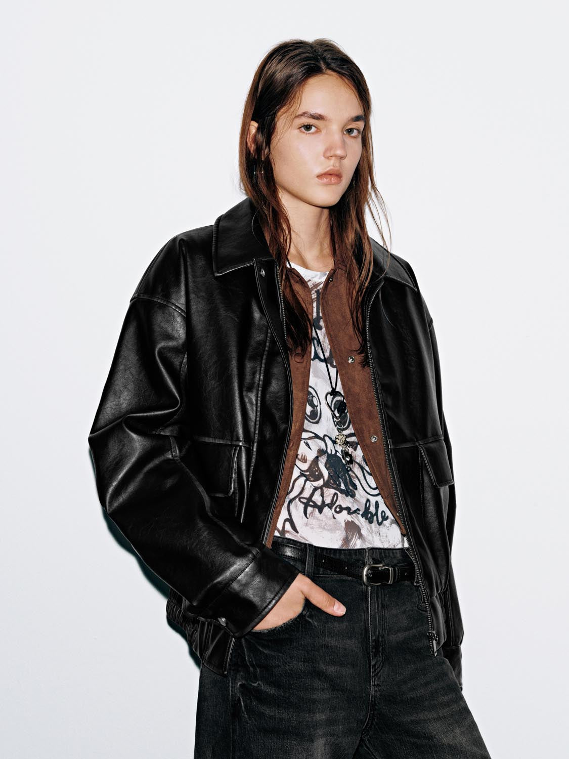 Flap Pockets Collared Bomber Jackets - Image 2