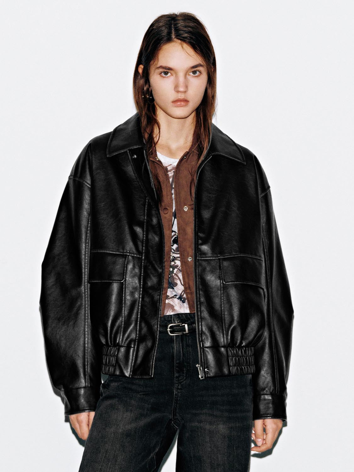 Flap Pockets Collared Bomber Jackets - Image 17