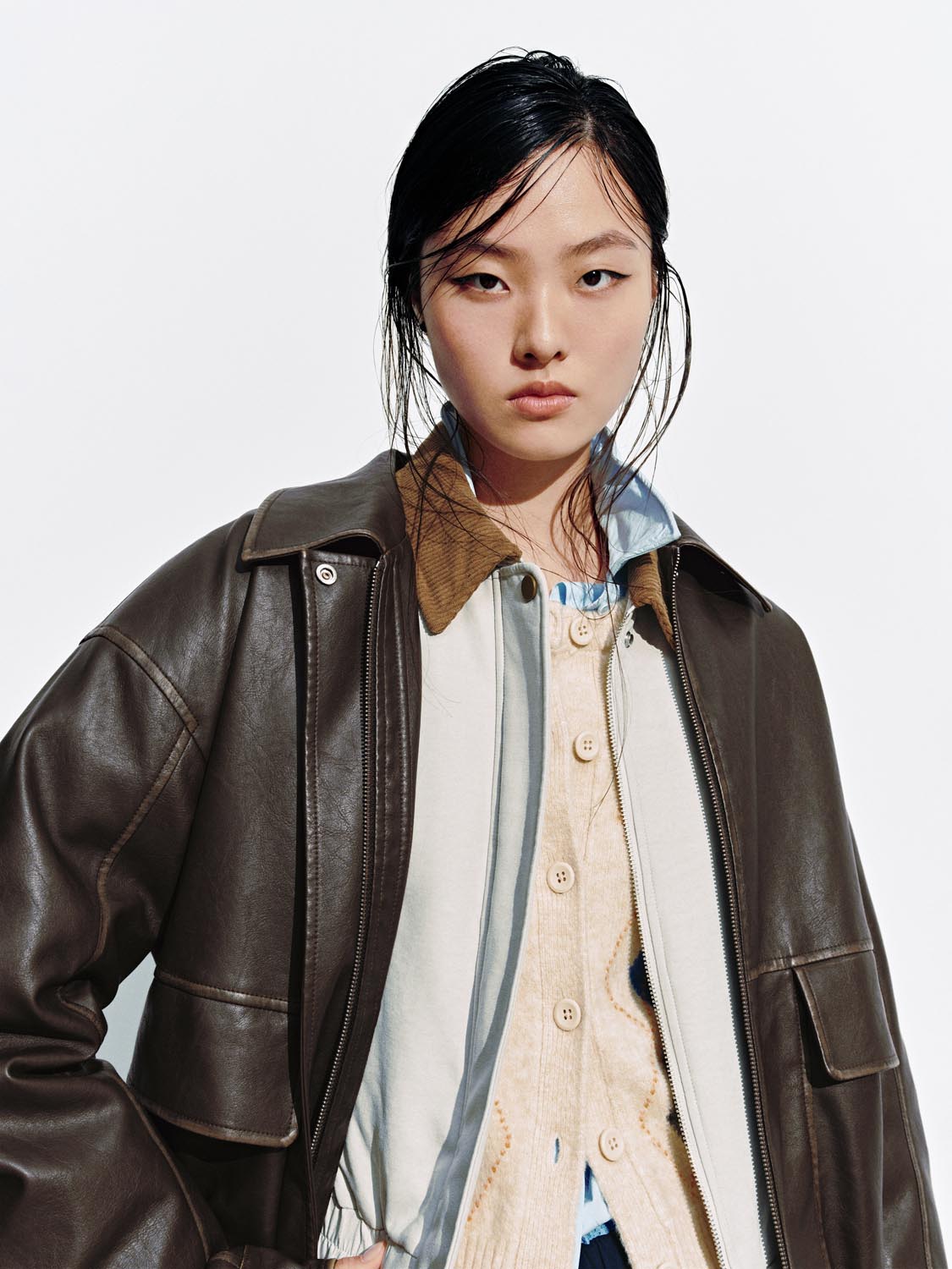 Flap Pockets Collared Bomber Jackets - Image 11