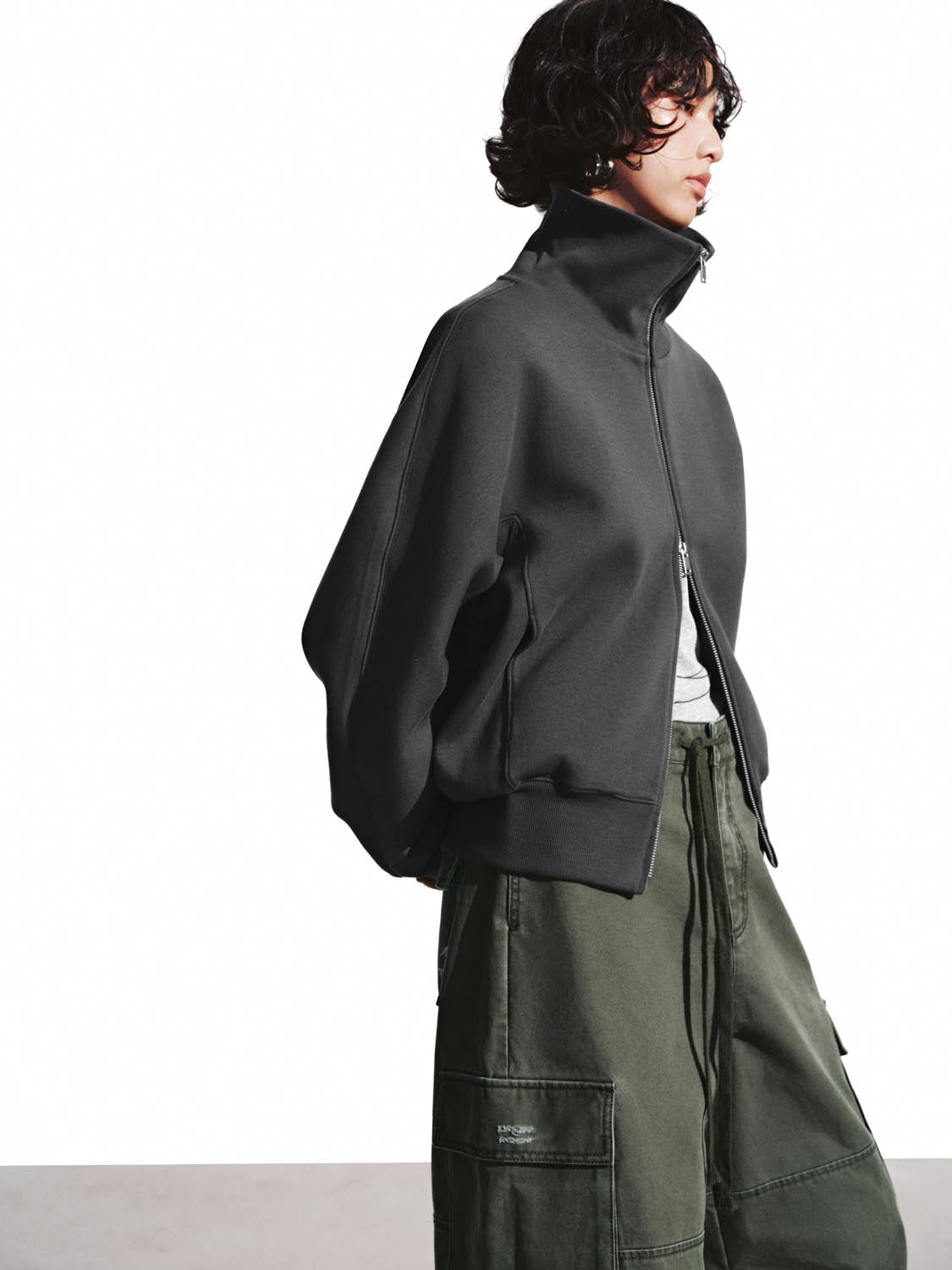 Stand Collar Full Zip Bomber Jackets - Image 2