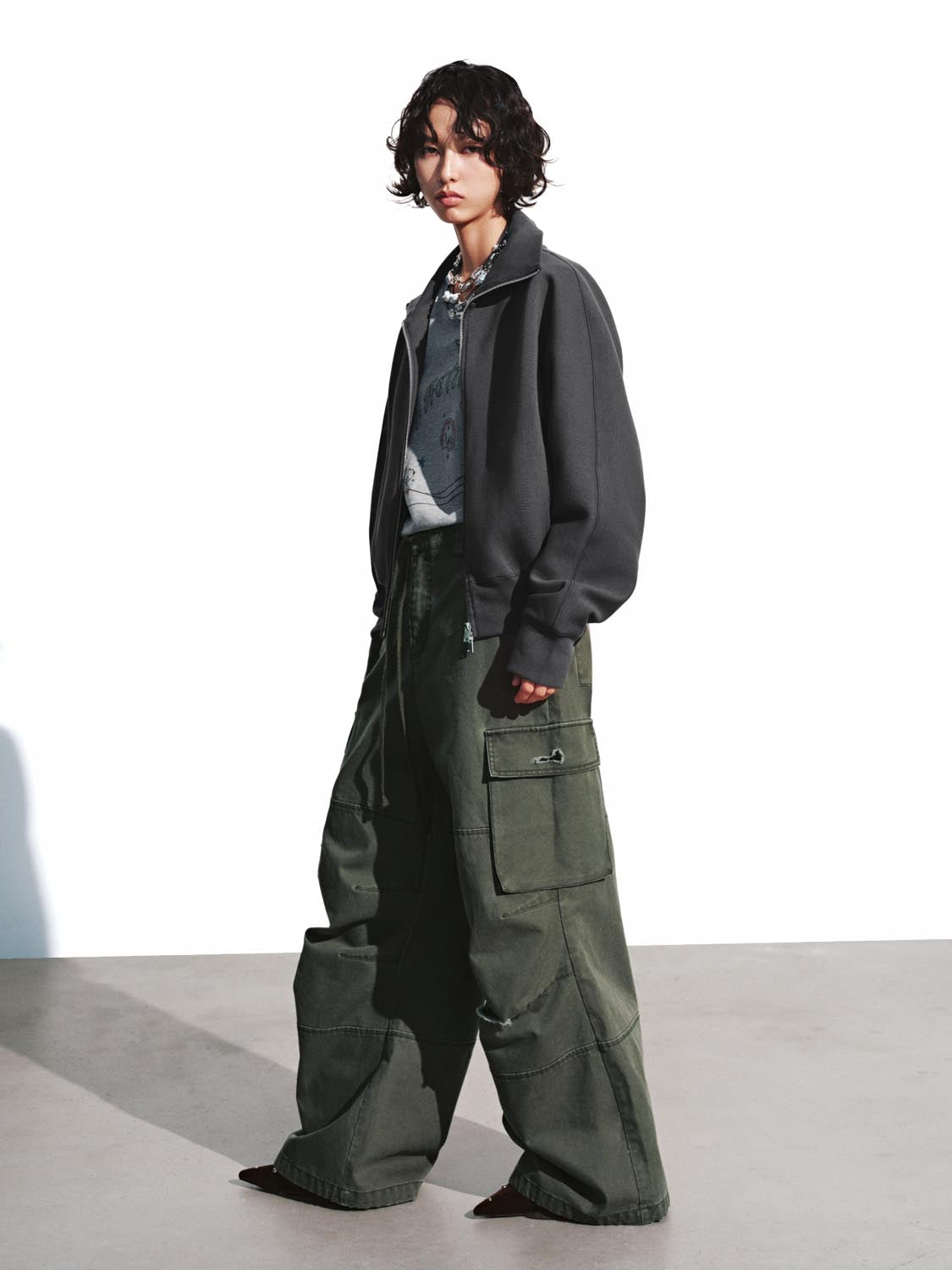 Stand Collar Full Zip Bomber Jackets - Image 4